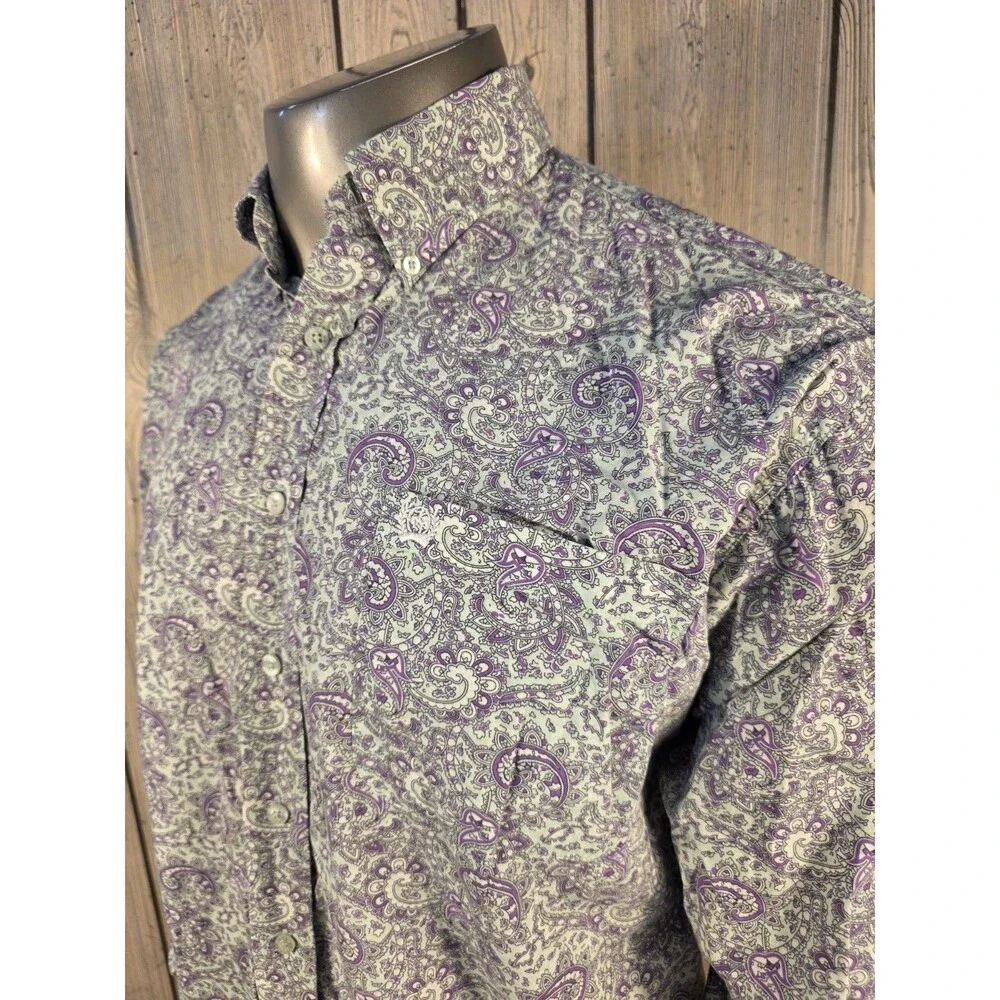 Cinch Men's Western Paisley Long Sleeve Button Front Shirt Large Cowboy Rodeo